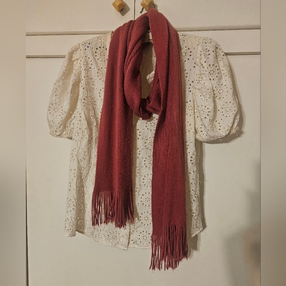 Hot Pink Knit Scarf with Fringe